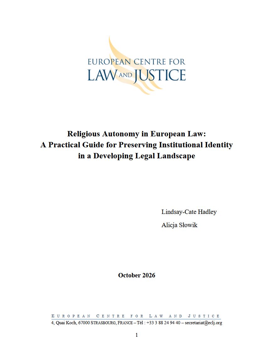 Religious Autonomy in European Law: A Practical Guide for Preserving Institutional Identity in a Developing Legal Landscape