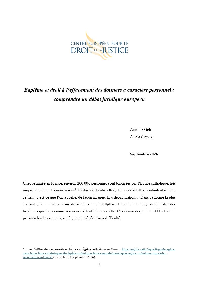Baptême et droit à l’effacement des données à caractère personnel - Comprendre un débat juridique européen - Article clef