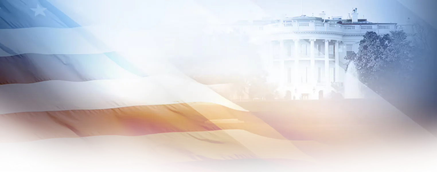 American Flag with White House Background