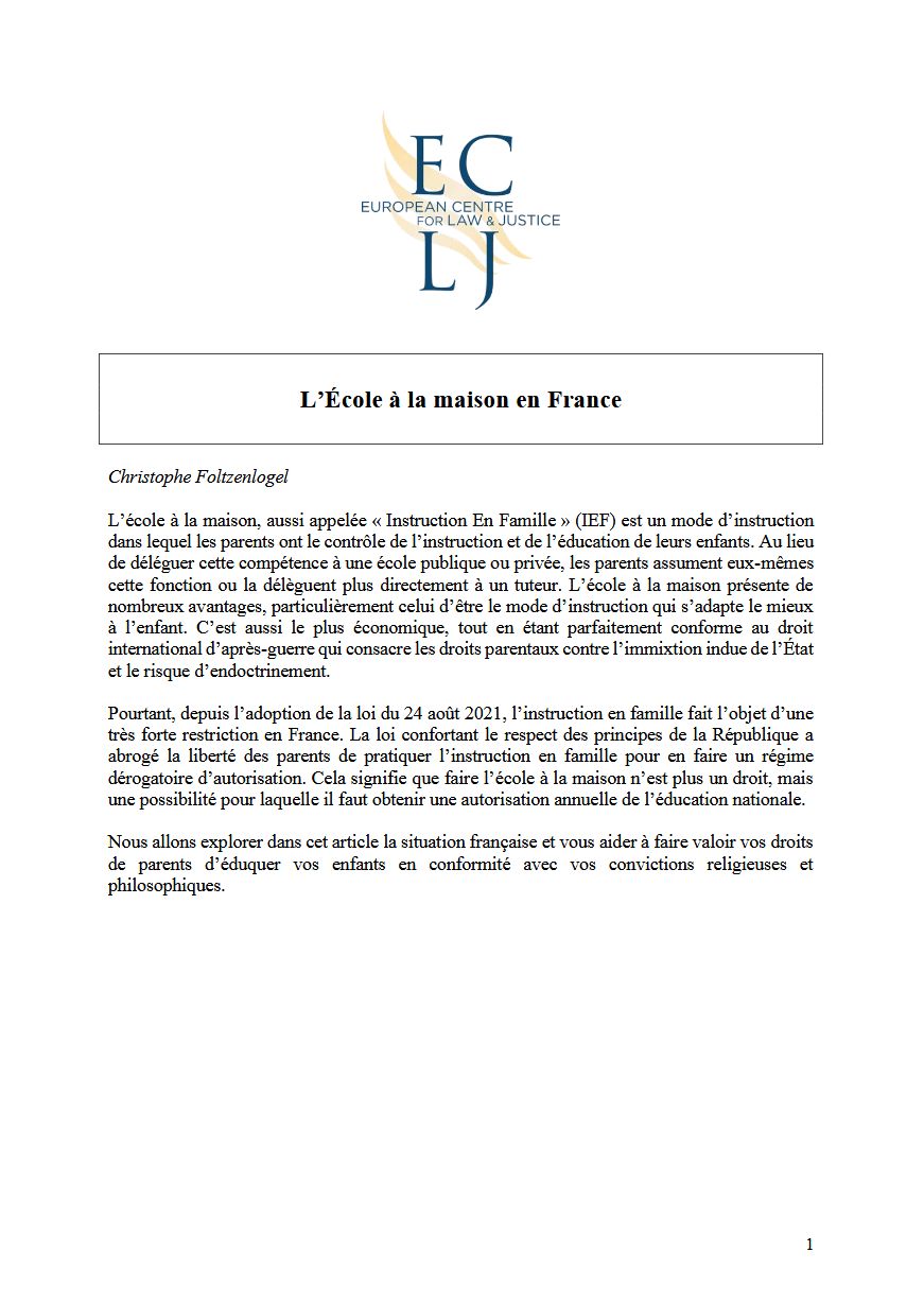 L’École à la maison en France